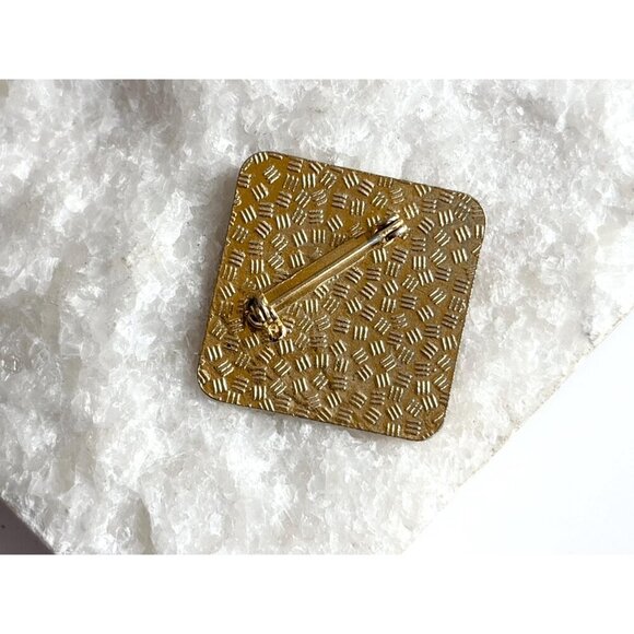 Enameled Pink & Orange Gold Toned Floral Vintage Costume Jewelry Brooch - Picture 3 of 8